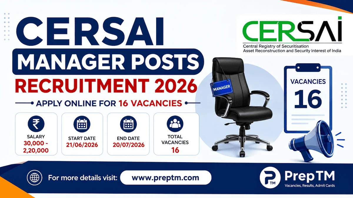CERSAI Manager Posts Recruitment 2026 | Apply Online for 16 Vacancies